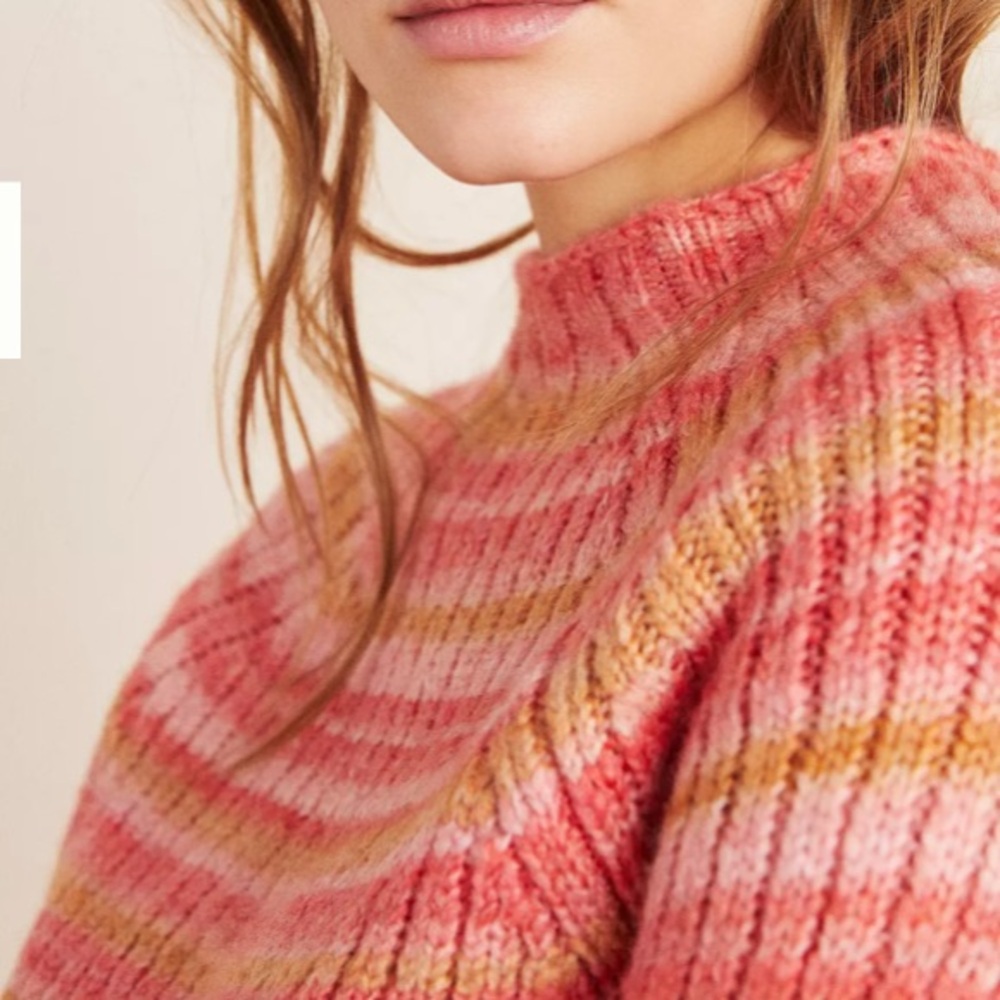 Anthropologie T.La Drea pink tan Space-Dyed Sweater, Size Medium - Picture 2 of 12